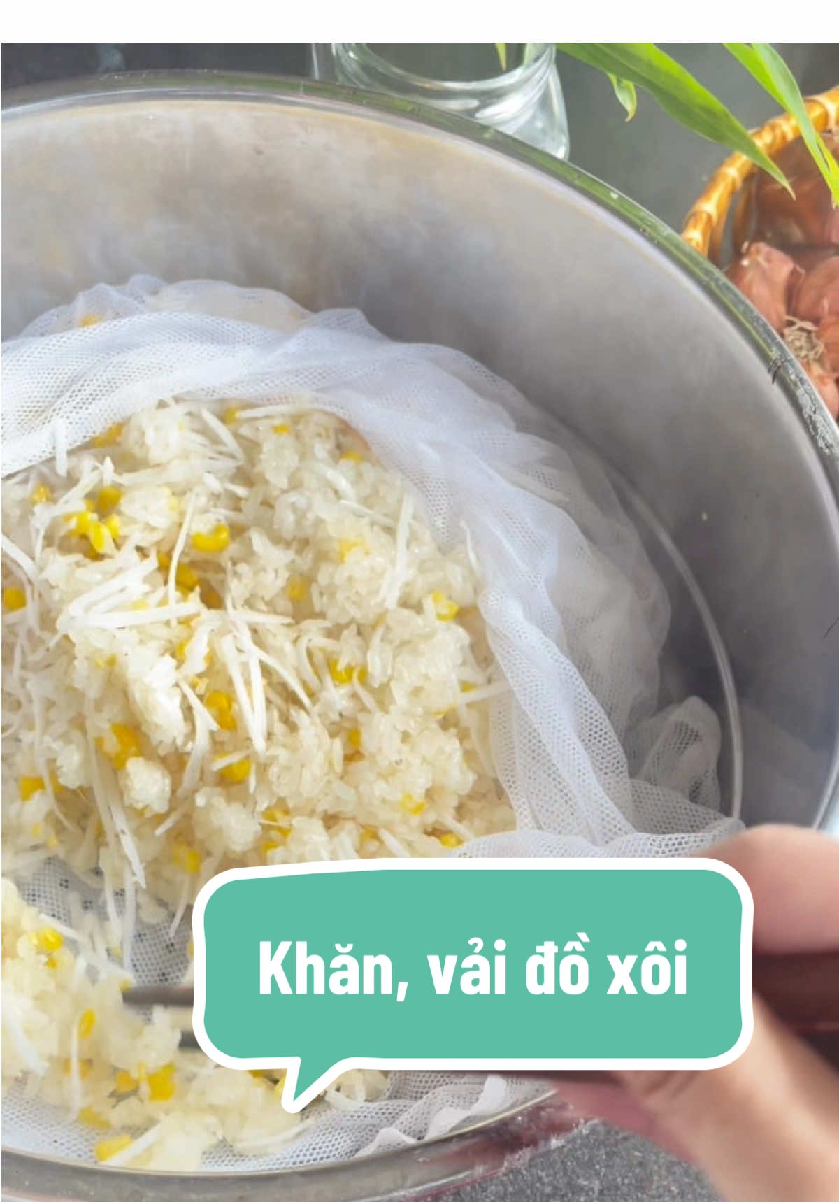 Khăn vải đồ xôi giúp xôi ngon, dẻo, không bị ướt, dính lại vệ sinh dễ dàng #yeubep #bep #khandoxoi #mebegao #xuhuong 
