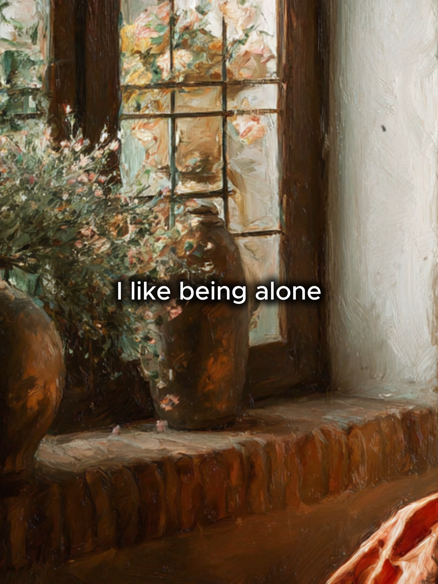 “Peace hits different when you stop chasing attention. 🌌” #ilikebeingalone #thepastlife #oilpaintingstyle #heartfeltreel #selflove #healingjourney #fyp