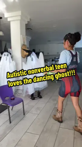 Autistic nonverbal teen loves the ghost! #specialneeds #viral #fyp #autismfamily #autism 