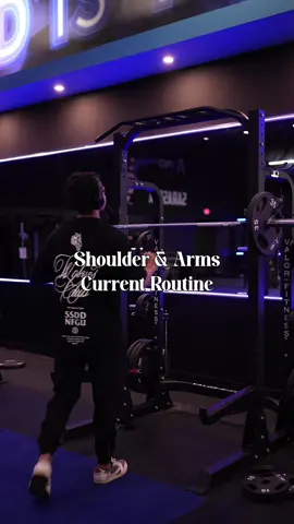 My current shoulder & Arm routine. Read for details 👇🏽 Barbell shoulder press 3x8 Dumbbell shoulder press 3x12 Lateral raise 3xAMRAP (as many reps as possible) Rear delt fly 3x15 Single arm tricep extension 3x12 Overhead v-bar tricep 3x12 Rope curls 3x12 Preacher curl 3x12 Save this and give it a try. You won’t regret it. #GymTok #workouts #fypシ #viralvideo 