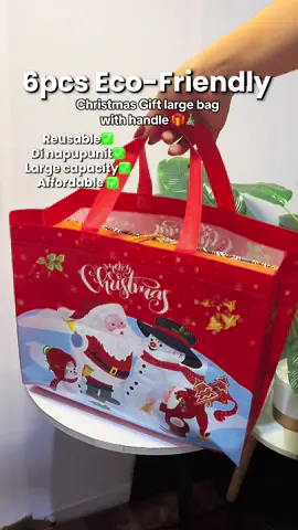 6pcs Eco-Friendly Christmas Gift large bag with handle 🌲🎄🎁💝 MAs matibay at reusable pa❗️❗️❗️ #christmasgift #christmasgiftbag #largebag #fypviralシ #giftbag 