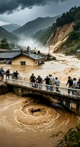 Terrifying Moment! Flash Flood Destroys Bridge, Whirlpool Swallows Everything#flood #bridge#collapse