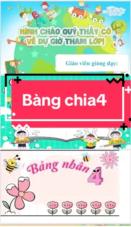 ☘️Bảng chia 4. 👉👉Vừa học vừa chơi cùng mình nhé. #giaovien #giaovientieuhoc #giaoviengenz #xuhuong 