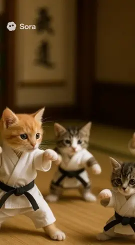 心技体猫🐱🐱🐱🐱#ai #ミニチュア #animal #子猫 #可愛い 