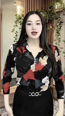 Áo kiểu sang trọng hoạ tiết áo công sở ba nút kiểu không phải somi#xuhuong #aosominu #aosomidaitay #aoxinh #fpy 