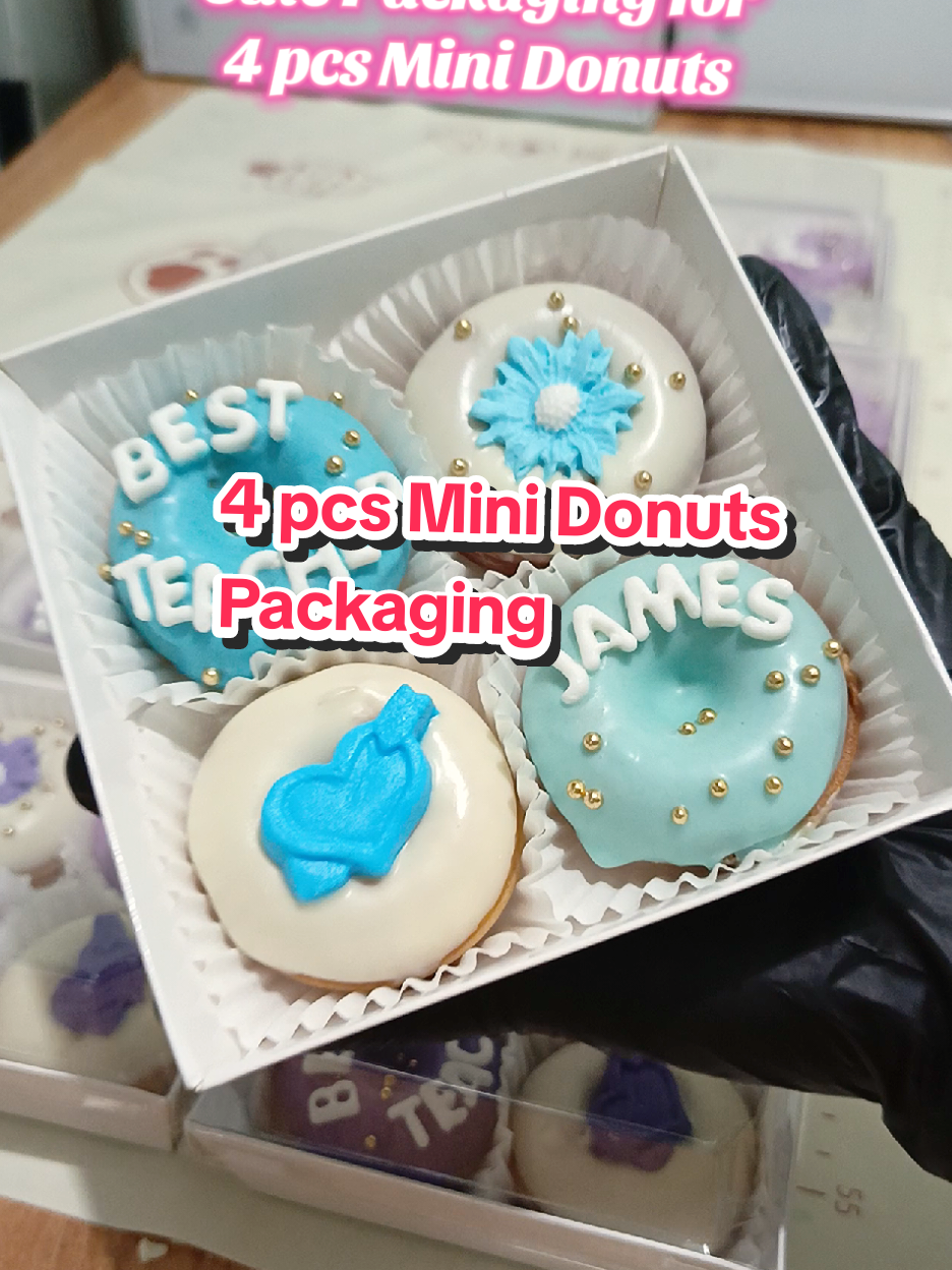 Replying to @bhem1994 10x10cm po ang size nitong 4 pcs mini donut packaging 🥰🍩 #minidonuts #packaging 