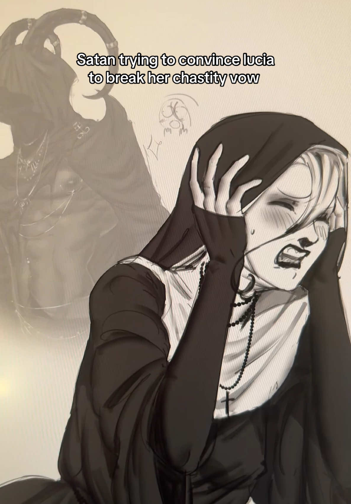 When the genderqueer/nonbinary lesbian masc wants u bad but u a nun or sum… I missed u Satan and lucia I missed you.. #princeofhell #satanic #nuns #lesbian #satan #gay #nuns #satanandlucia 