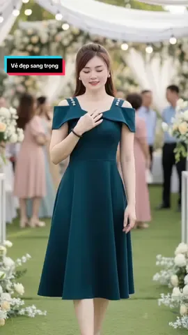 Đầm dự tiệc trễ vai dáng xòe sang trọng #hoale4mua #damdutiec #vayditiec #vaythietke #vaydep 