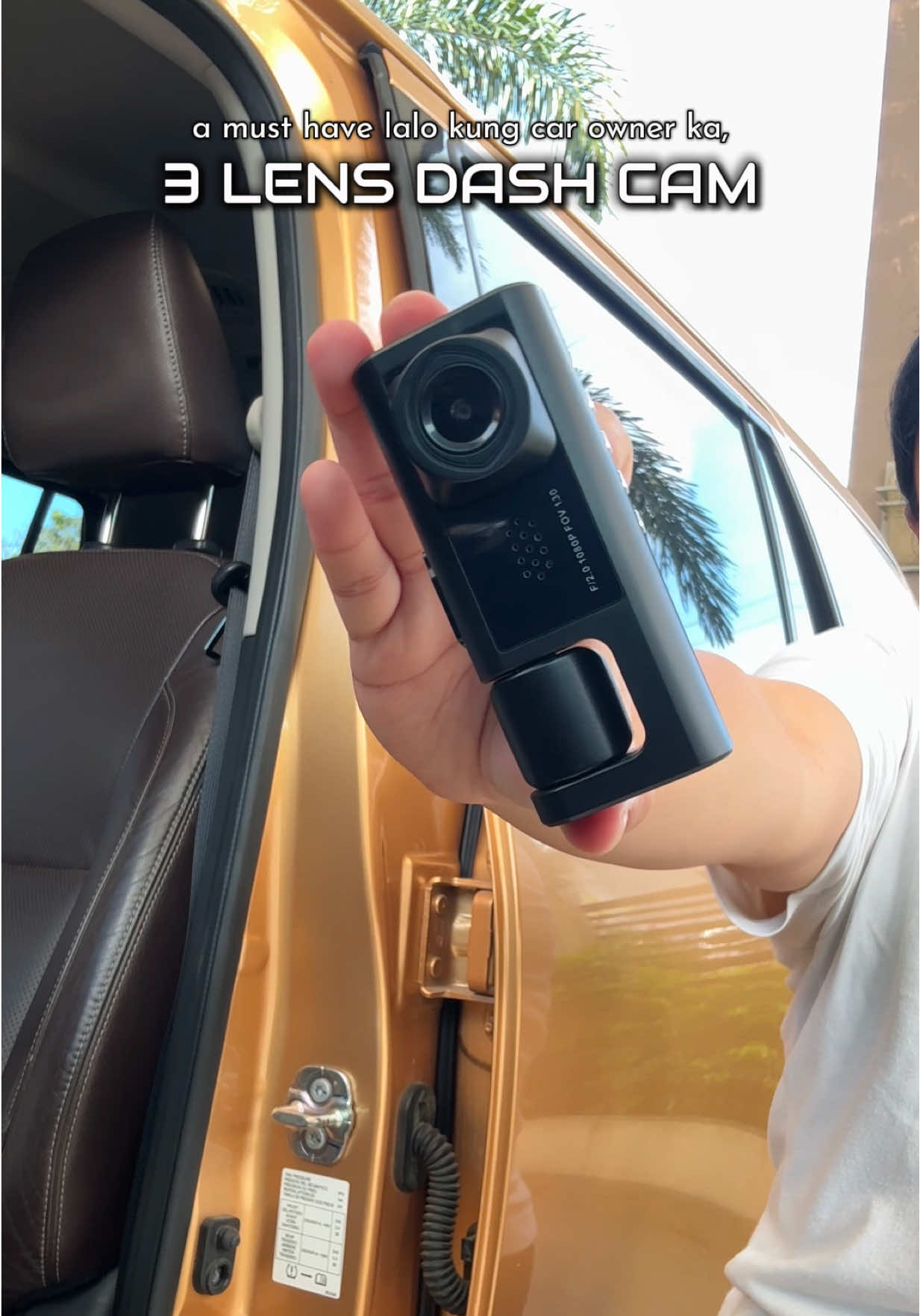 3 Lens Dash Camera - Front, Back & pati sa loob ng sasakyan. 🎥 #dashcam #caraccessories #cardashcam #carmusthave #carownermusthave