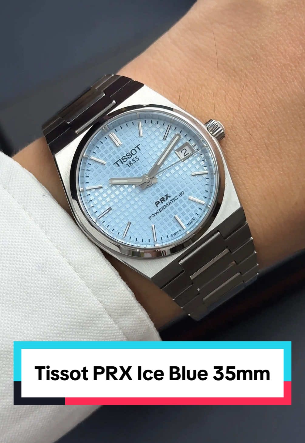 Tissot PRX Ice Blue 35mm - Phiên bản phối màu cực hot, kích thước size mặt phù hợp với những anh em có cổ tay vừa nhỏ.  #donghochinhhang #hieuvuauthentic #tissotprxiceblue#tisssot #tissotprx 
