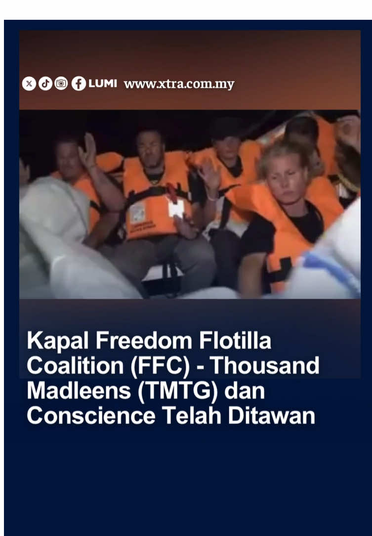 Ya Allah terus teringat aktivis aktivis kita yang di sana😭😭, semoga mereka tidak apa-apa Sumber: Global Sumud Flotilla #fyp #xtra #sumudnusantaraflotilla