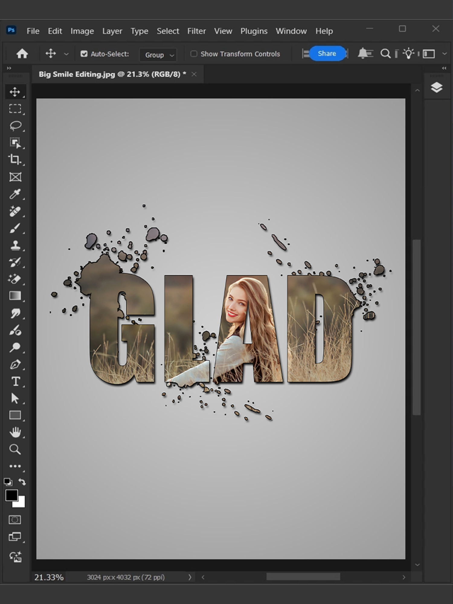 Put Image In Text in Photoshop! | Photoshop Tutorial #BigSmileEditing #ImageInText #Image #Text