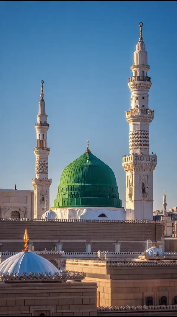 madinah munawra Madinah, the City of the Prophet, shines bright A beacon of faith, where Islam's history takes flight The Masjid an-Nabawi, a mosque of grandeur and might Where the Prophet Muhammad's tomb is a sacred sight The city's streets are lined with date palms, green and tall A tranquil oasis, where faith and peace enthrall Madinah's rich history and heritage are palpable and realMadinah's rich history and heritage are palpable and real A place where Muslims from all over the world come to feel The city's warm hospitality and welcoming smile Make it a place of pilgrimage, worth traveling a long while #plztiktokteamdontunderviewmyvideos #foryoupage 
