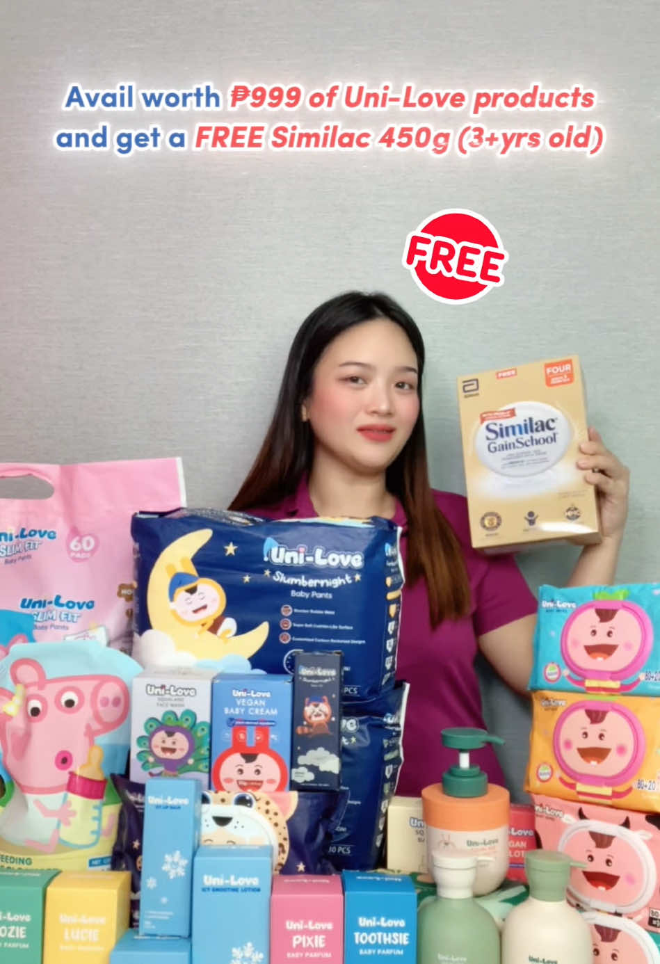 Get More with Uni-Love! 💕 Avail ₱999 worth of Uni-Love products and receive a FREE Similac 450g (for 3+ yrs old)! 🍼Don't miss this limited-time offer, stock up and save! #unilove #unilovefam#UniloveQualityandTrustedBabyBrand   #babytiktok #babytok 