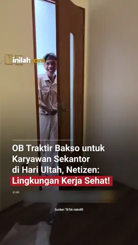Seorang pengguna membagikan momen saat memberikan kejutan ulang tahun untuk Adit, office boy di kantornya. Ia menjelaskan, sebelumnya Adit tiba-tiba mengantarkan bakso malang untuk makan siang karyawan.  “Pas jam makan siang tetiba ada yg nganterin bakso malang 🙋‍♂️: bu, buat makan siang 🙋‍♀️: gw belum pesen makan dit 🙋‍♂️: adit ulang tahun bu, tapi adit bisanya beli bakso,” tulis pengunggah video di kolom keterangan. “Gw amaze, dia beli buat sekantor yang lumayan banyak. Terenyuuuuh lah kami ini,” tambahnya. Para karyawan pun akhirnya memberikan kejutan ulang tahun dengan kue dan kado berupa handphone serta sepatu. Momen tersebut turut membuat bahagia penonton. Netizen menilai bahwa lingkungan kerja mereka sehat. “dia beliin kk2nya makanan brrti kk2nya jg baik ke adit 🤍” ujar netizen.  “ga mungkin Adit baik kalo orang sekitarnya ga baik,” tambah yang lain. “…semoga kelak kalo Nemu kerjaa bisa dapet lingkungan kerja yg sehat kaya gini🥰 sehat sehat kakak kakak semua 🥰” timpal netizen lainnya. - Selengkapnya kunjungi website dengan klik link di bio atau download aplikasi di AppStore dan Google Play Store. #InilahNews #VideoViral #KejutanUlangTahun #OfficeBoy #BirthdaySurprise   