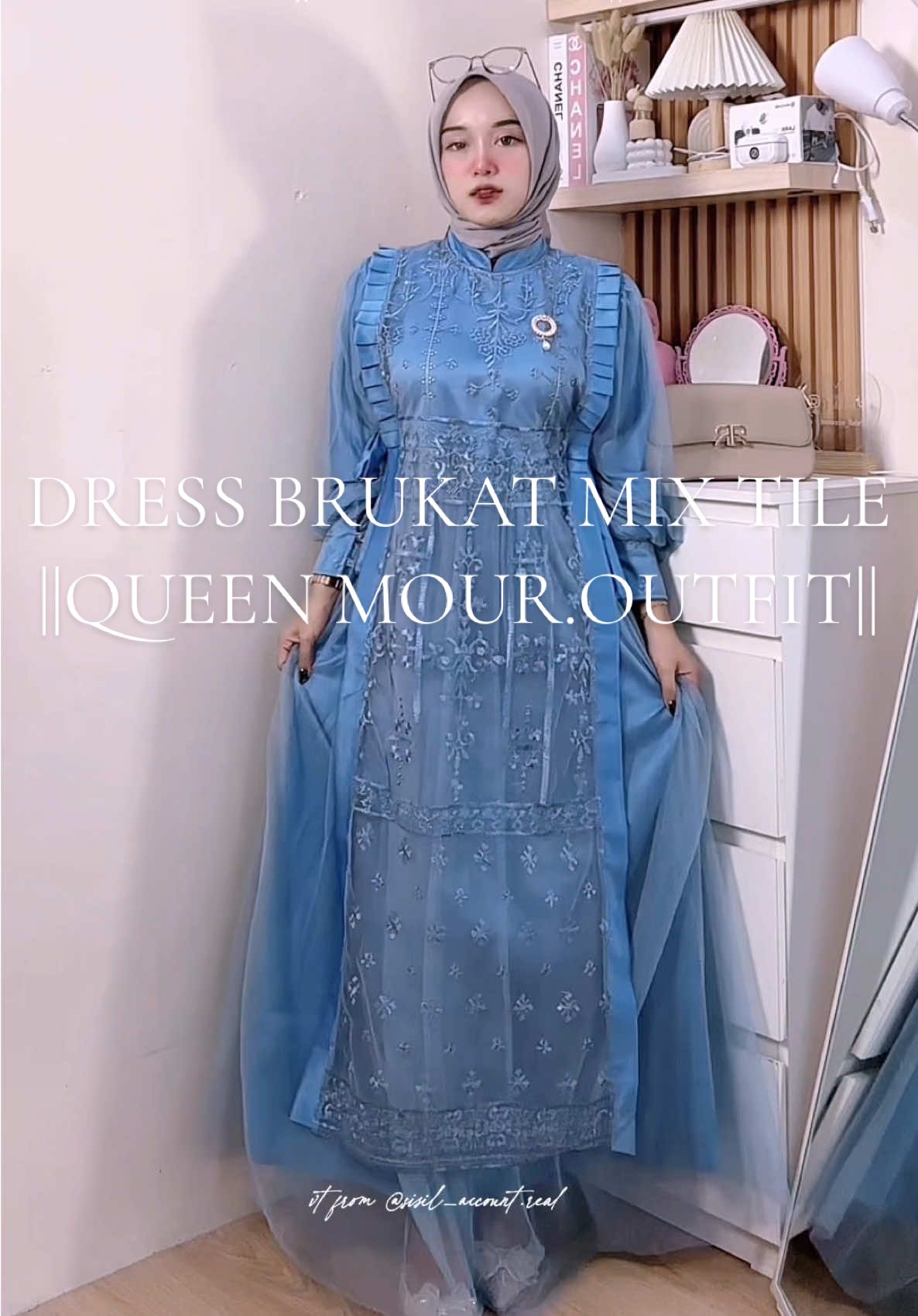 Dress brukat 133k secakep ini  from @Quen Mour .outfit 😍🤏🏻Aku try on warna Denim yaww 🤍 ||note bbtb 50kg/153cm  #dress #dresskondangan #brukatdress #dresslebaran #dressmewah  