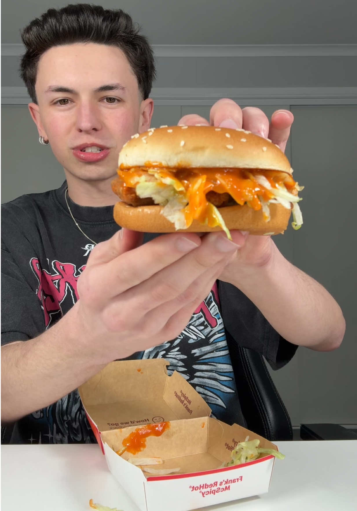 Trying McDonald’s new Franks Red Hot Mcspicy burger 