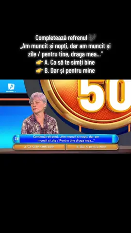 Lasă răspunsul tău mai jos 👇 și vezi diseară dacă ai nimerit tonul potrivit! 🎵 Urmărește 50:50 Romania de luni ăână joi, ora 19:20, la Prima TV