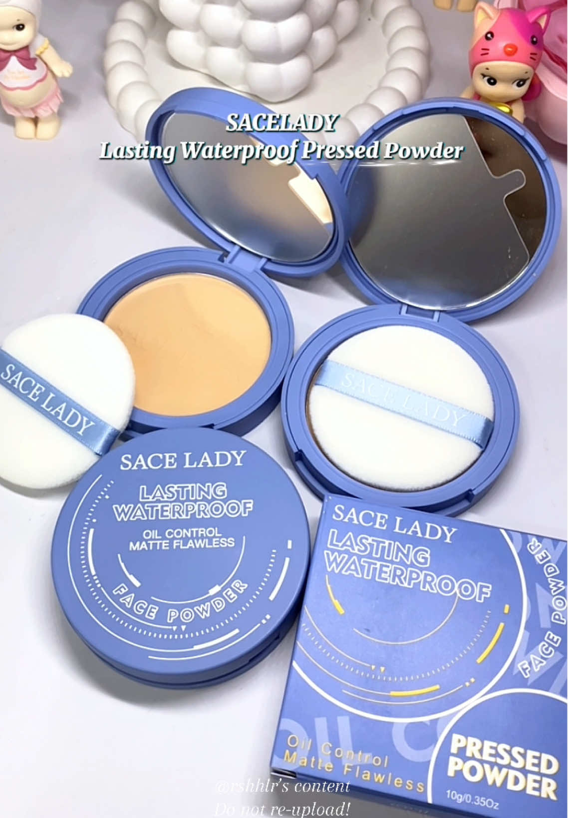 The og oil control face powder from sacelady! 💙🤍✨  #Sacelady #saceladycosmetic #saceladyfacepowder #saceladyoilcontrolmattefacepower #mattepressedpowder 