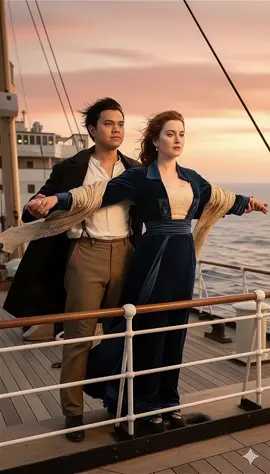 Akhirnya bisa naik Titanic 🚢 dan ketemu Rose 🥰 #aifoto #aivideo #leonardodicaprio #katewinslet #titanic 