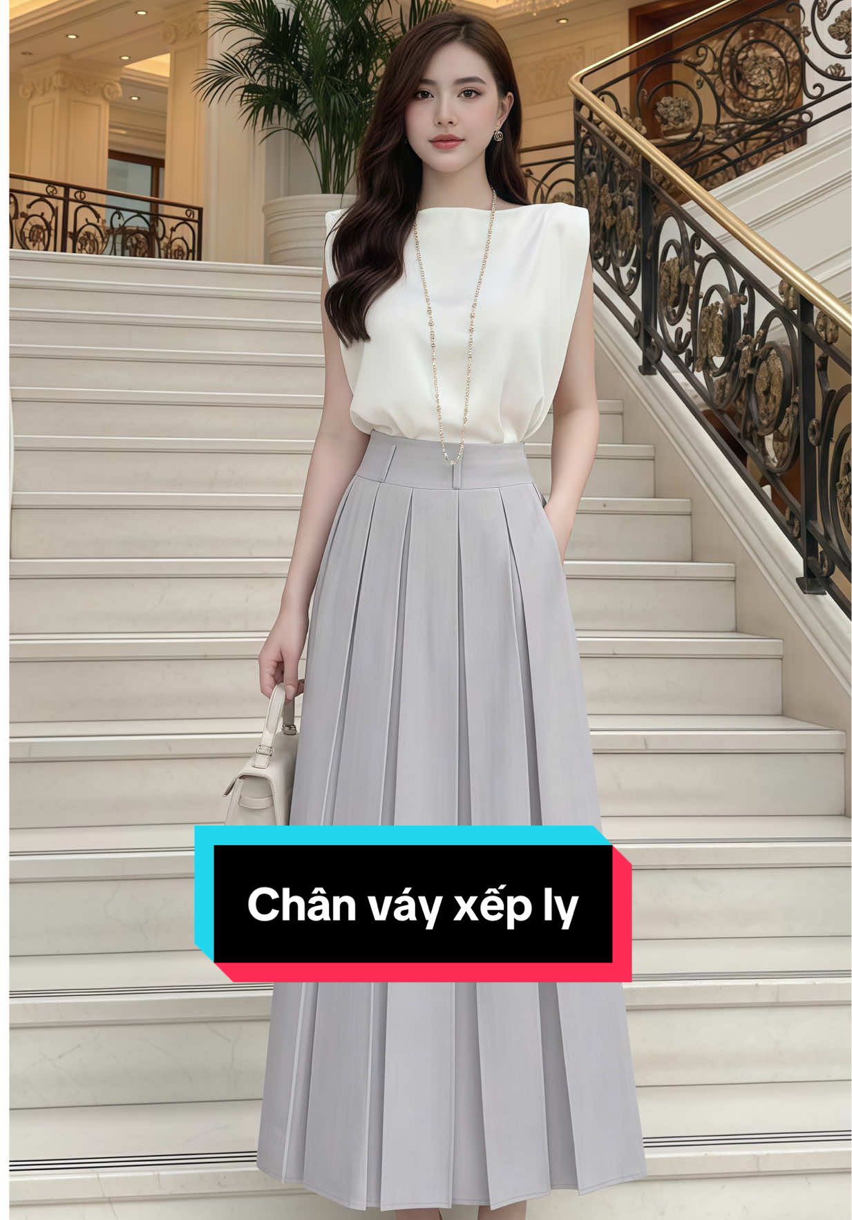 Chân váy xếp ly dáng dài xoè nhẹ, suông dáng thanh lịch sang trọng #chanvaycongso #chanvayxeplydangdai #chanvayxeply #lala #lalacloset 