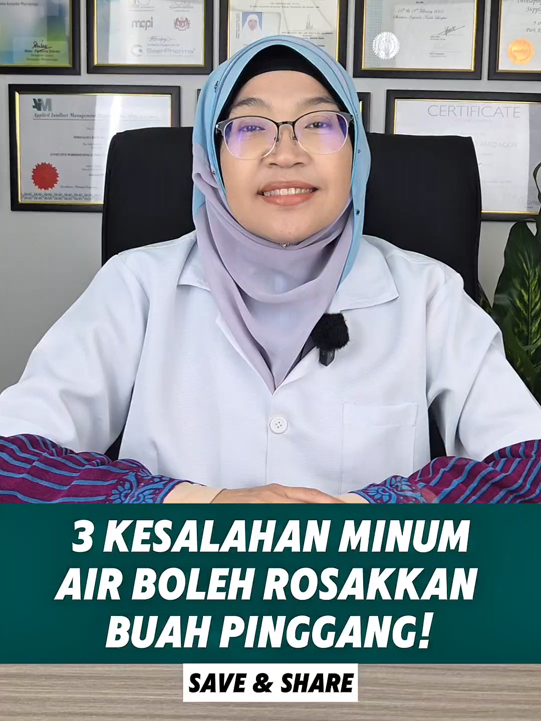 Minum air banyak bagus, tapi kalau salah cara boleh rosakkan buah pinggang! Ramai tak sedar 3 kesalahan ni selalu dibuat setiap hari. #buahpinggang #kidney #drinkwater #water #wellnesstips