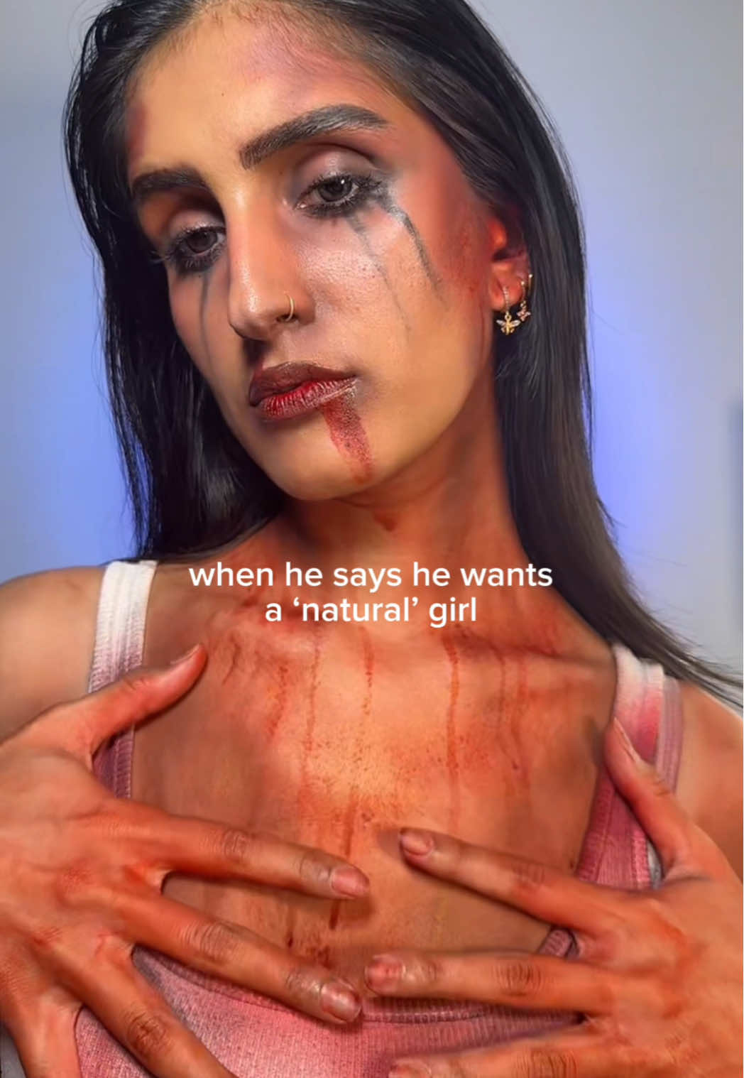 This is as natural as I’ll get (lenses are @moodylenses) ⚠️TW : FAKE EVERYTHING #halloweenmakeup #sfxmakeup،#halloweencostume #jennifersbody #meganfox  