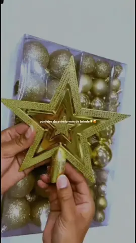 👉 Link no primeiro comentário do vídeo ou digite “eu quero”.  🛍️ Kit 100 bolas de Árvore de Natal Completo com Estrela Dourada.  #Natal #enfeitesdenatal #decoracao #estreladenatal #promocao 