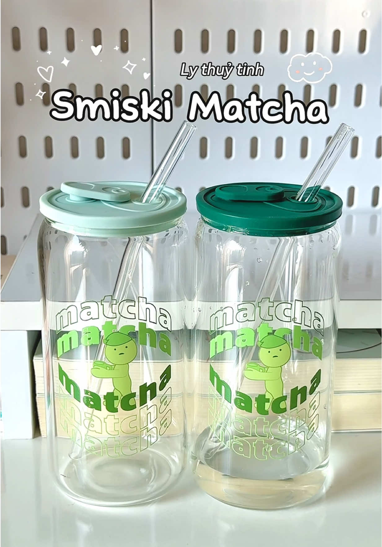 Ly thuỷ tinh Smiski Matcha 500ml #tiemyuuhi #lythuytinh #coc #quatang