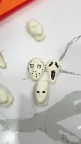 I had to get these. My adult kids are huge horror fans. So many possibilities. Marker was edible marker. Shipping was super fast. 3 days. Come with two molds. Other one has skulls. #halloween #halloweenmolds #michaelmyersofdecatur #scream  #jason 