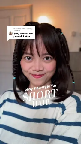 Membalas @lovelyyy, zahraᵕ̈ꕥ rambut pendek bisa cobain hairstylenya yaa😙 #hairstyling #hairtutorial #shorthair #haircute #caraikatrambutwanita 