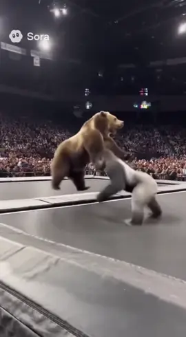 gorilla vs bear trampoline wrestling #viral #ai #sora #trending #wrestling 