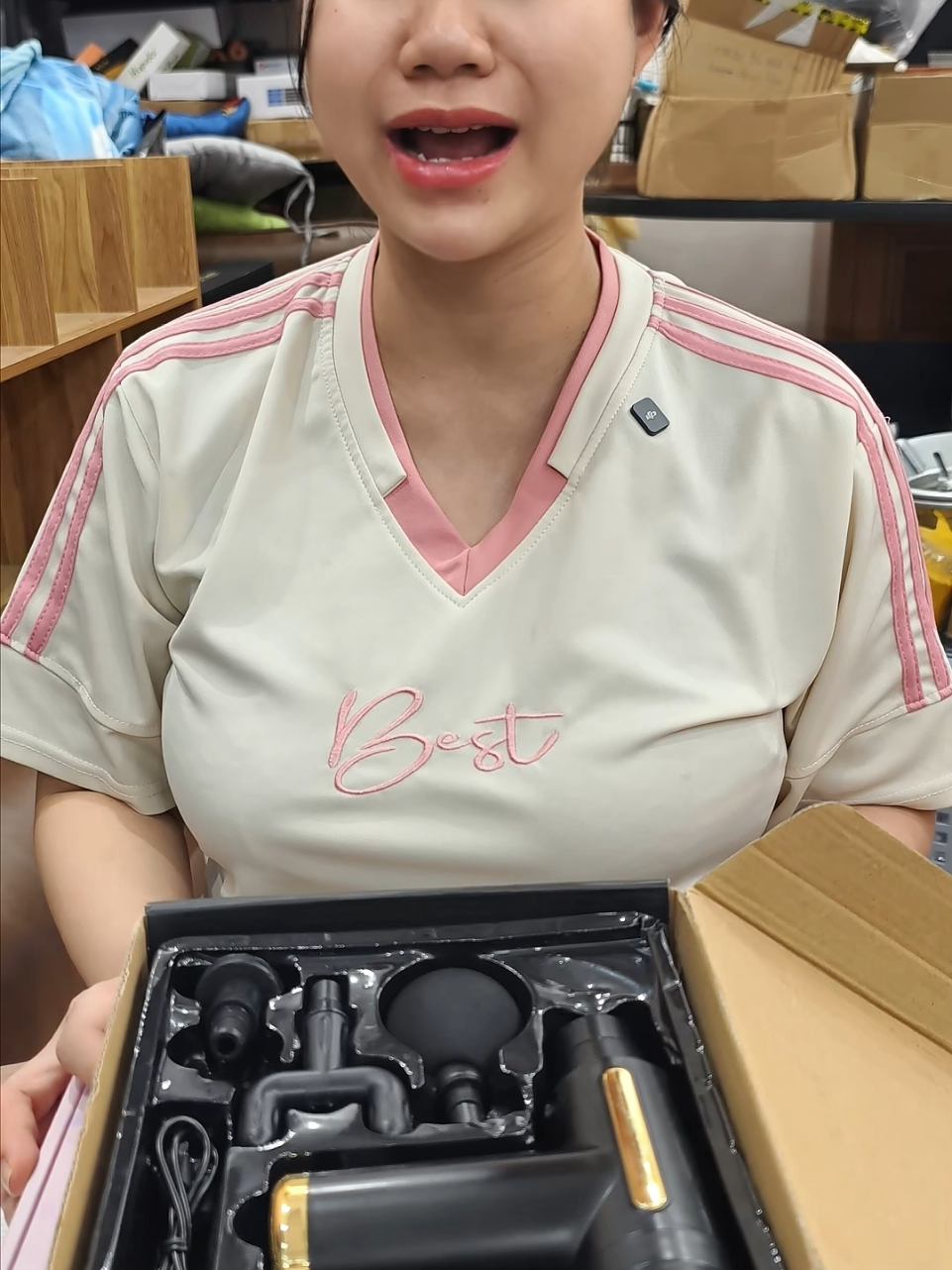 (Loại 1 pin 1200) Máy Massage cầm tay mini công nghệ AI cảm biến lực nhấn 4 đầu 6 cấp #maymassage #maymassagecamtay #congngheai #tiktokshop #tientienich68 