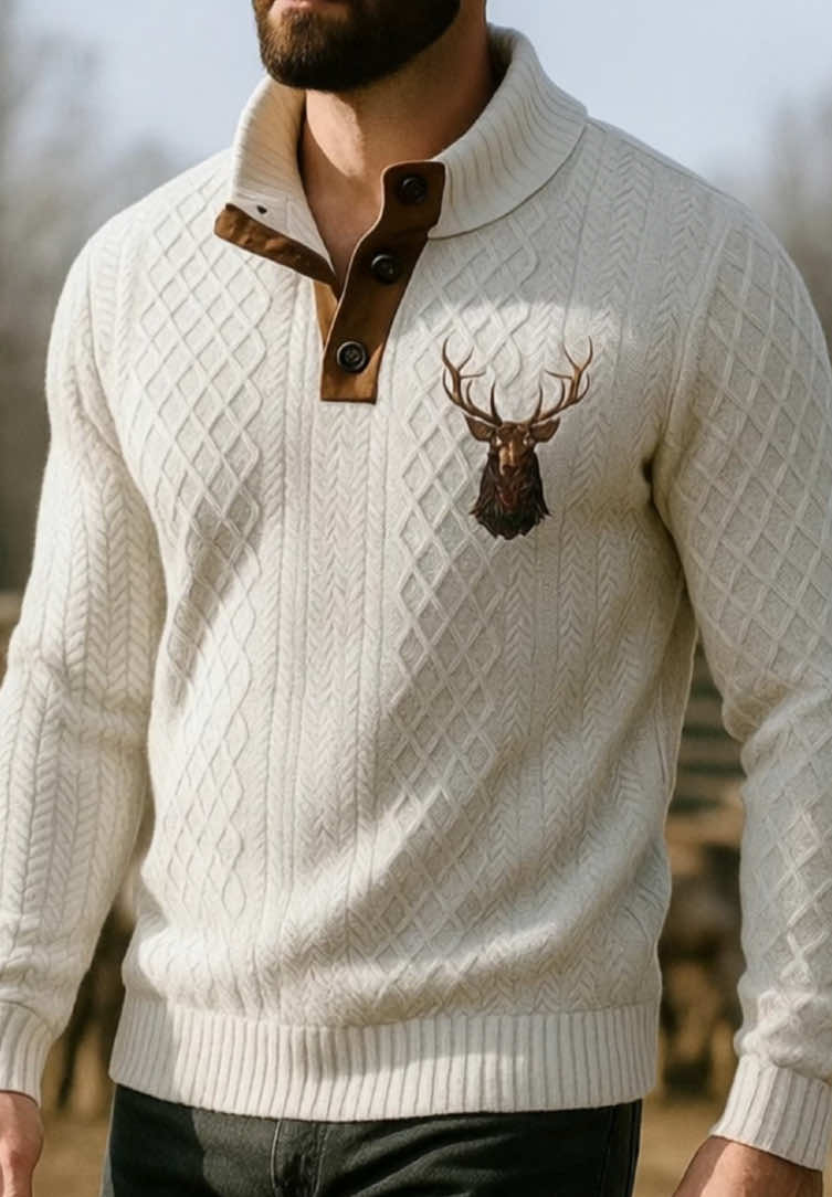Bro, this reindeer patchwork sweatshirt? Comfy, stylish, and perfect for flexing your spring vibes — half-button, stand collar, total win.🔥🔥🔥#sweatshirt #mensfashion #tiktokshopfalldealsforyou #fyp #blackfriday  