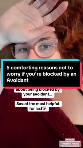 #creatorsearchinsights  Being blocked by an avoidant doesn’t mean they don’t care. Avoidant attachment is about distance as safety, not rejection. Blocking is a way to calm their nervous system when emotions feel too intense. It’s not your fault, and it’s not proof of your unworthiness …it’s their coping pattern. Focus on protecting your peace and giving yourself the safety they couldn’t. #avoidant #avoidantattachmentstyle #foryoupage❤️❤️ #blocked 