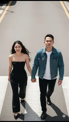 Gemini AI Photo 1. Open Gemini 2. Upload photo 3. Paste the prompt Using this face without enhancing or altering it in any way. Based on the reference photo of this subject, create an Aerial shot of a young Asian couple holding hands on a crosswalk. The woman is wearing a black off-shoulder jumpsuit, long hair and smiling, looking up. The man is wearing a denim jacket, looking straight at the camera. Street photography style, romantic. ​Emphasize quality and style: ​A professional photography photo, from an aerial perspective of an Asian couple holding hands on a crosswalk. The beautiful girl is wearing black, the man is wearing a denim jacket. Both are looking up at the camera. Natural light, romantic atmosphere, high resolution, sharp details. (Note the couple's faces are kept from the reference photo, in the context and style of an aerial shot on a crosswalk). Style & Quality: Ultra-detailed silk textures, intricate embroidery, high-fashion editorial photography style, HDR, 8K, professional fashion shoot. Please replicate our facial expressions exactly as in the original image — do not change the faces. Make the final image look realistic. #gemini #geminiphotos #geminiprompts #geminiai #viraltiktok 
