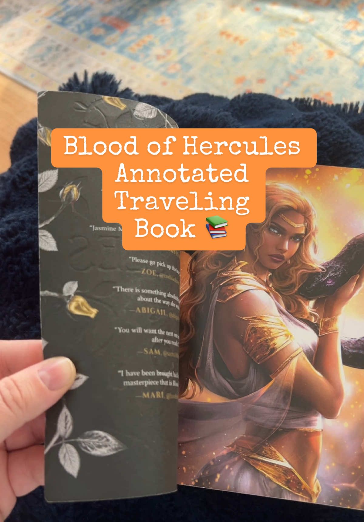 This is your sign to do a traveling book with your friends! You never know what book you might fall in love with💕. I’m counting down the days until Bond of Hercules! 🧡🎧📚 #jasminemas #romantasybooks #annotatedbooks #bloodofhercules #greekmythology  @📖Kennedy Keown📖 @Sara Nox, Author 🖤 🥀 ✨ @🇵🇷 AMETHYST Milagros Torres @Hashbrowns @🎀📚Danielle🖤 @🩵_Heather_G_Unit📚 @ArielBookishGirlwAussies 