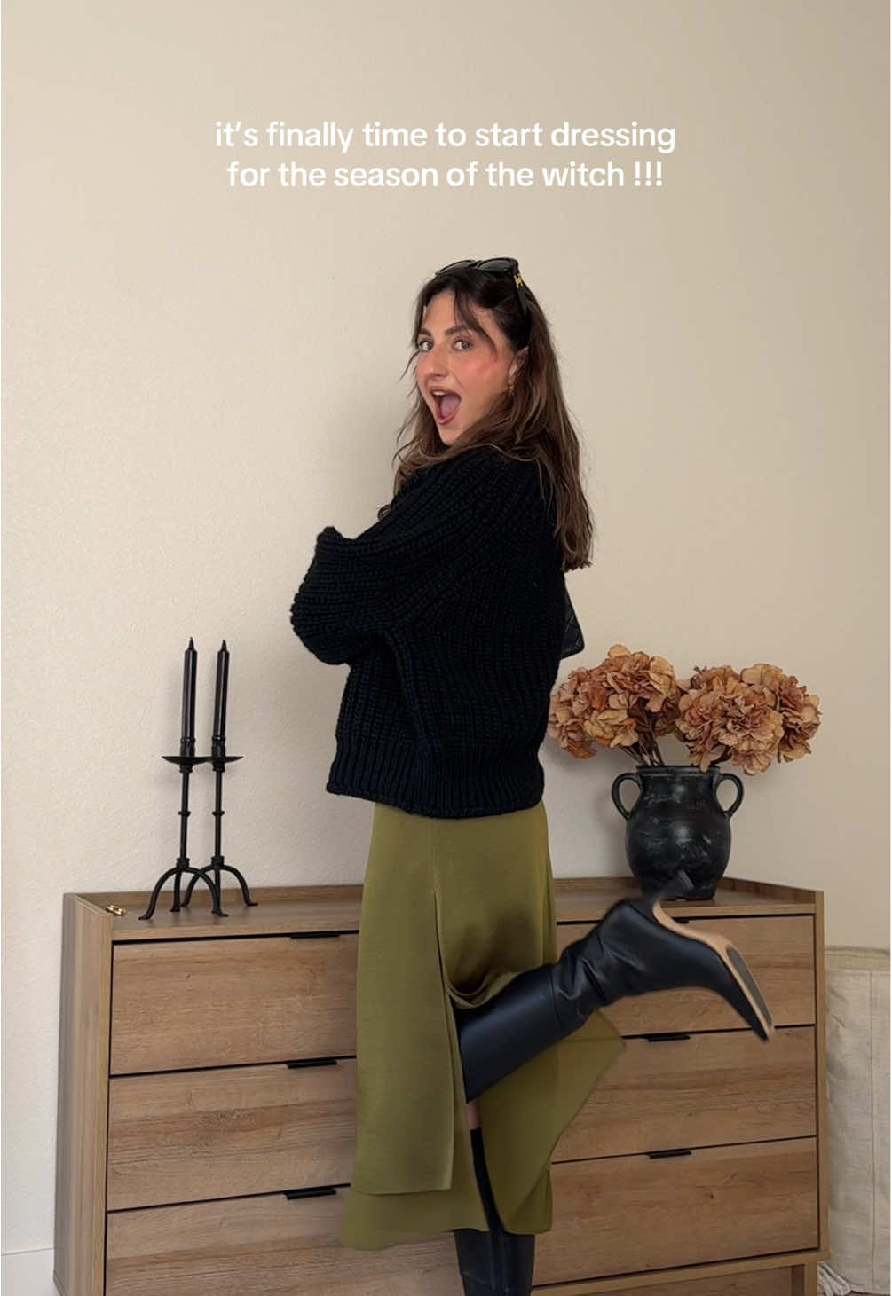 dare i say witchy chic??  #falloutfits2025 #skirtoutfits #highheeledboots 