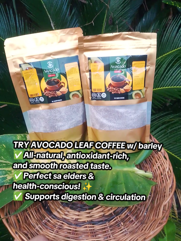 TRY AVOCADO LEAF COFFEE w/ barley ✅All-natural, antioxidant-rich,   and smooth roasted taste. ✅Perfect sa elders &  health-conscious! ✨ ✅ Supports digestion & circulation #healthycoffee  #AvocadoCoffee #HerbalCoffee #herbal #barley  Disclaimer: Product information and prices may change after this video is posted. The creator is not liable for any changes or updates. No therapeutic claims. No copyright infringement intended. We respect all intellectual property rights. 