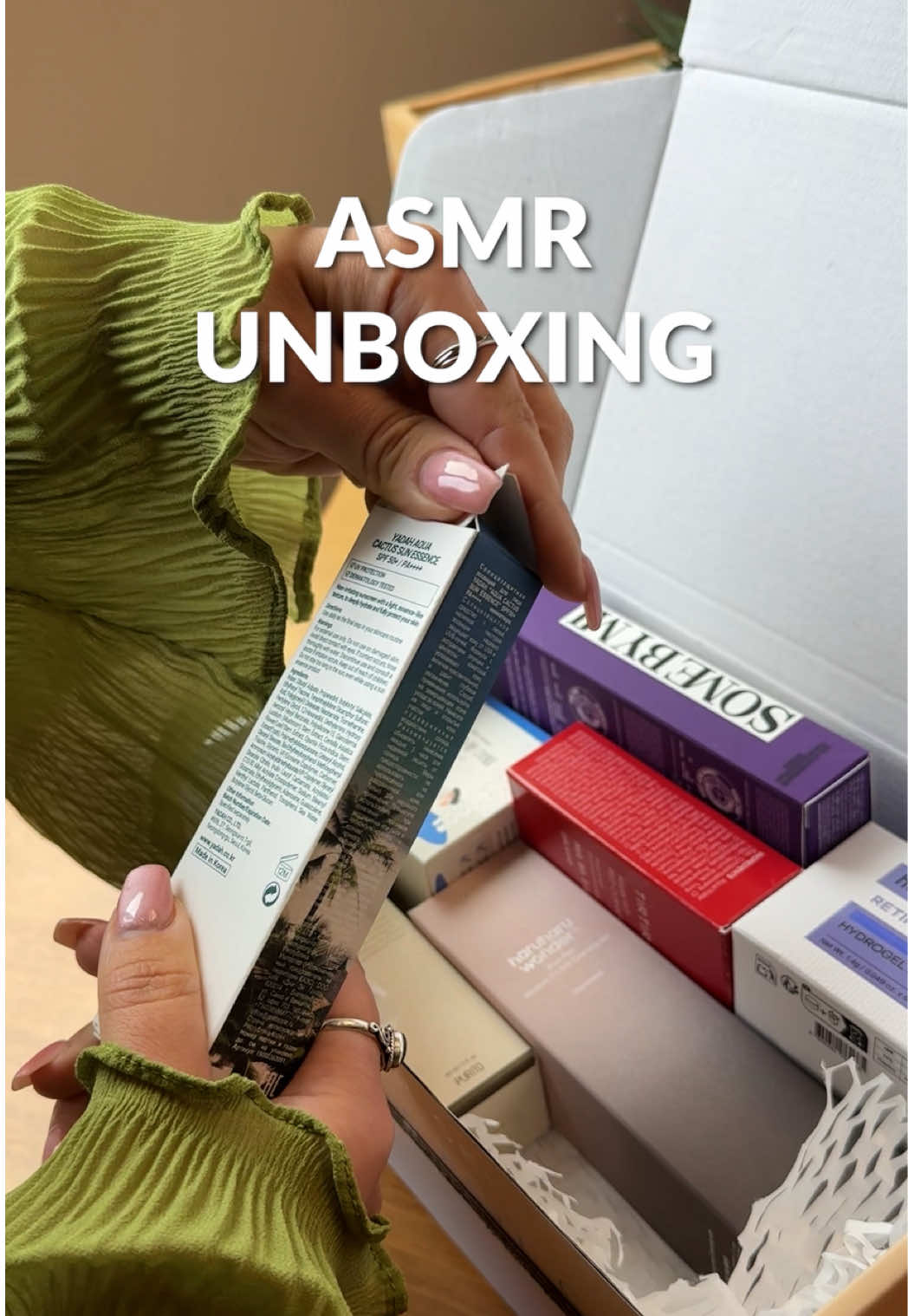 Unboxing the best K-beauty skincare products with satisfying ASMR sounds 💅  #littlewonderland #kbeauty #asmr #glassskin #skincareroutine 