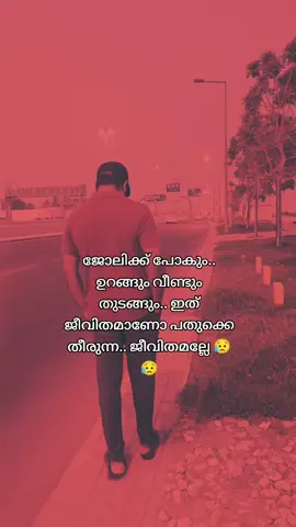 ജോലിക്ക് പോകും.. ഉറങ്ങും വീണ്ടും തുടങ്ങും.. ഇത് ജീവിതമാണോ പതുക്കെ തീരുന്ന.. ജീവിതമല്ലേ 😥😥