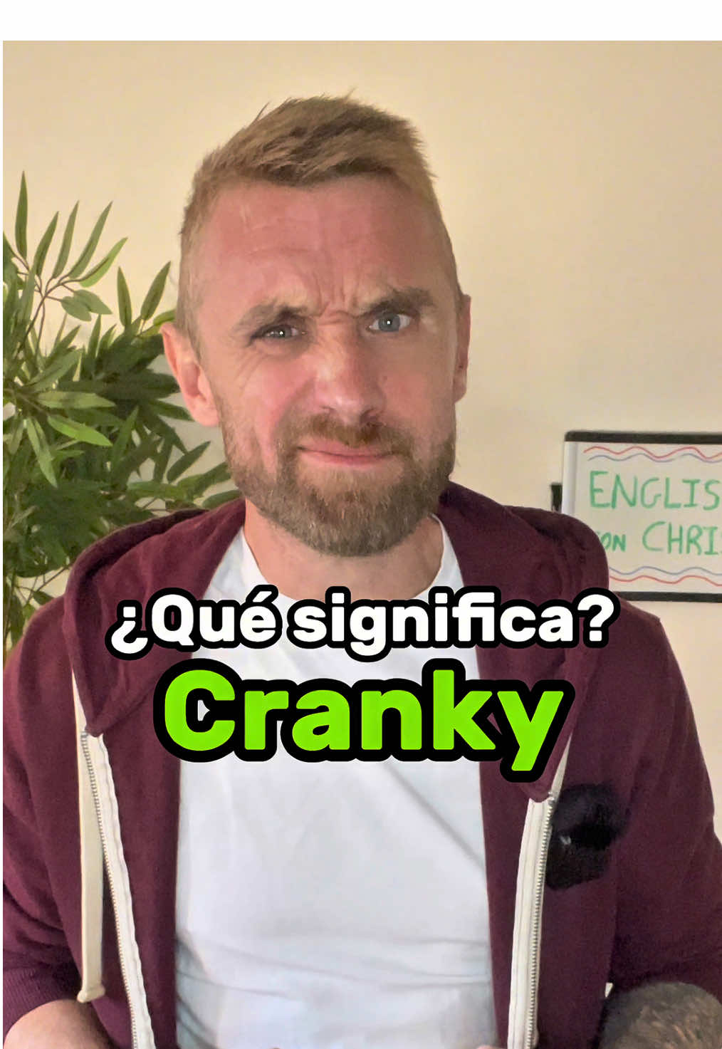 👨🏼‍🏫 ¿Qué significa “cranky”? 😠☕️ En inglés, “cranky” significa de mal humor, gruñón o irritado, especialmente cuando alguien está cansado o tiene hambre. En español sería como decir “de mala leche” o “gruñón”. 📚 Don’t talk to me until I’ve had my coffee — I’m really cranky in the mornings. 📚 The baby’s getting cranky, I think he needs a nap. ¿Eres cranky por las mañanas o después del trabajo? 😅 #englishconchris #inglesparatodos #inglesonline #clasedeinglés #inglesnativo    
