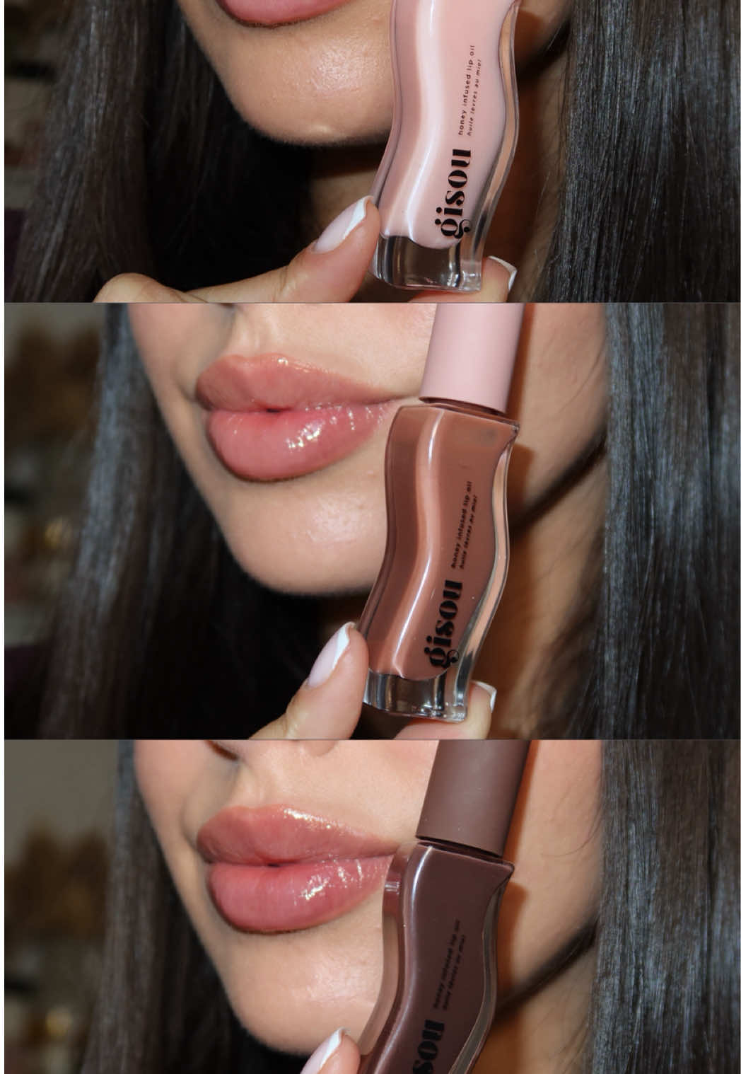 The new @Gisou lip oils #gisou #lipoil #lipgloss #makeup #lipswatches 