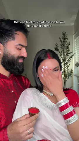 He makes me shy🙈🥹 sindoor just completes the look✨ #couple #husbandwife #sindoor #karwachauth 
