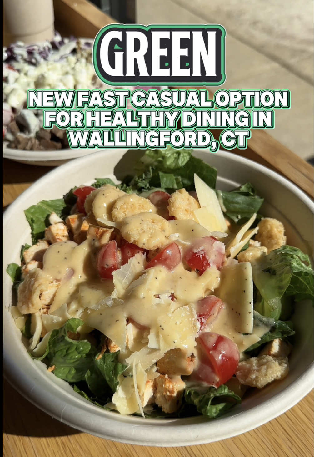 🍂 Fall always feels like a fresh start, and if you’re ready to reset your routine, @Green in Wallingford is here to help! 🥗 Located at 1257 South Broad Street, this new addition to town focuses on wholesome, made-to-order meals that are as flavorful as they are fresh. Their menu covers it all: salads, wraps, bowls, smoothies, açaí bowls, coffee, and pressed juices, each packed with ingredients that make eating well feel easy. You can build your own bowl or salad from the base up, choosing your greens, grains, protein, and toppings, or go for one of their delicious signature options. Every meal is made fresh to order, and you can even add protein to your smoothies if you want an extra boost. The space itself has a bright, modern feel, perfect for a quick lunch or post-workout stop, and the team behind the counter couldn’t be more welcoming. The portions are generous, the flavors are balanced, and everything is designed to leave you feeling energized, not weighed down! 💪 They’re open Monday through Saturday from 10am–7pm, and are closed on Sundays. Delivery and pickup are also available online! Whether you’re trying to eat cleaner this season or just looking for a convenient, feel-good meal, Green is a fresh start worth taking 💚 Featured Menu Items ⬇️ • Green Caesar Salad: Chopped romaine, shredded kale, cherry tomatoes, parmesan crisps, shaved parmesan, squeeze of lime and caesar dressing • Steakhouse Chopped: Grilled steak, shredded cabbage, cherry tomatoes, herbed quinoa, romaine, feta cheese, pickled onions, with lite green goddess ranch • Green Power Smoothie: Base: Coconut water
 Mix-Ins: Banana, avocado, mixed berries, spinach (added in vanilla protein) • Coco Power: Base: typically almond milk but I switched to dairy milk; bananas, cacao, peanut butter #foodofct #wallingfordct #newhavencounty #connecticut #ctfoodie 