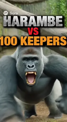 1 Gorilla vs 100 men #harambe #100menvs1gorrila #zoo #gorilla #sora 