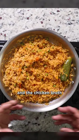 Perfect Mexican Rice but make it a little more browned with chicken stock, buillion and some peas n carrots 1 c rice  2 c chicken broth 1/3 c tomato sauce 1 tbsp Arnie’s Mexican Rice Seasoning 1 tbsp Maggi Chicken Consummé 1/4 c mixed veggies