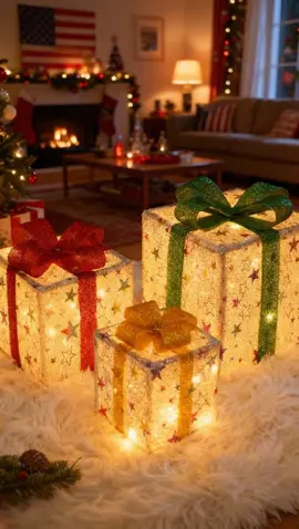 3-Pack Traditional Style LED Light Decoration Gift Box #christmas #decoration #giftbox #fyp 