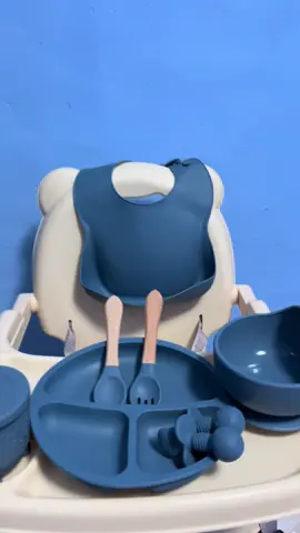 8 Pcs Baby Silicone Tableware Kids Utensils Bib straw Cup bowl Suction plate Feeding Essential Set 🍽️