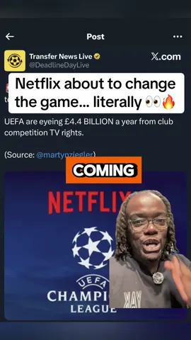 Netflix are set to bid for the rights to broadcast Champions League football #football #uefachampionsleague #netflix #ucl #uefa 